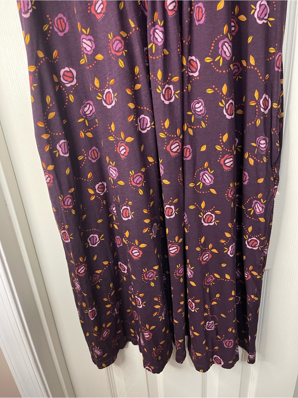 Gudrun Sjoden Purple Whimsical Floral Organic Cotton Midi Dress with Pockets Med - Picture 3 of 5